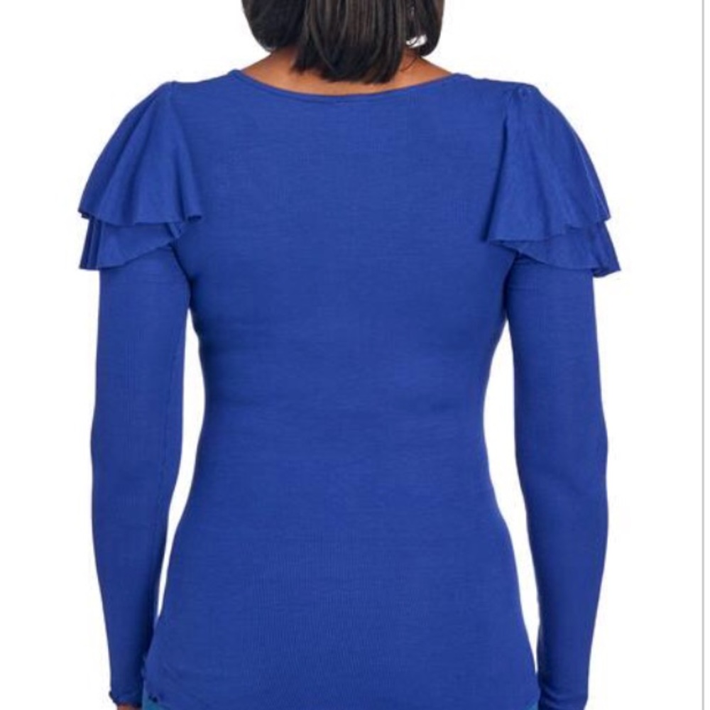 Free People Blue Ruffle Sleeve Top - Picture 3 of 3